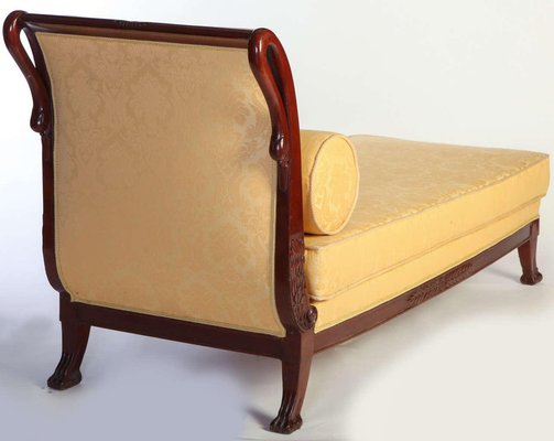 19th-Century Italian Mahogany Swan Neck Sofa or Chaise Lounge, Tuscany, 1820s-MBH-1031581