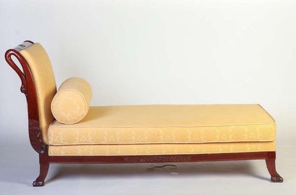 19th-Century Italian Mahogany Swan Neck Sofa or Chaise Lounge, Tuscany, 1820s-MBH-1031581