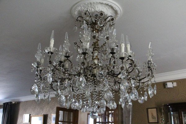 19th Century Italian Neoclassical Giltwood and Crystal Chandelier-YF-632725