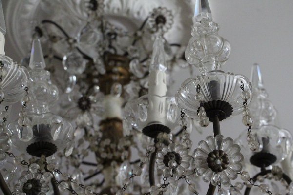 19th Century Italian Neoclassical Giltwood and Crystal Chandelier-YF-632725