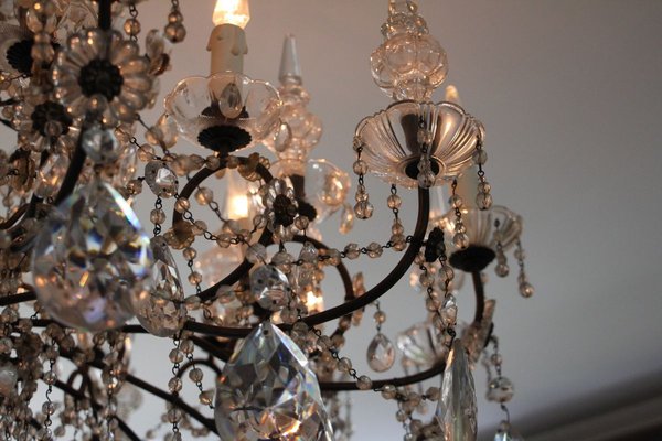 19th Century Italian Neoclassical Giltwood and Crystal Chandelier-YF-632725