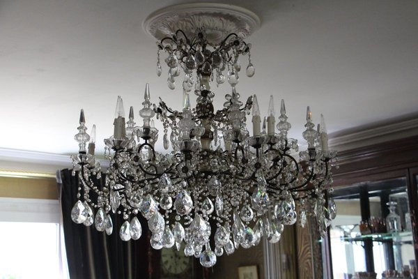 19th Century Italian Neoclassical Giltwood and Crystal Chandelier-YF-632725