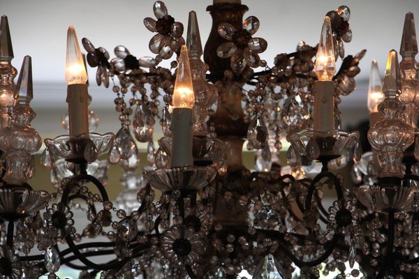 19th Century Italian Neoclassical Giltwood and Crystal Chandelier-YF-632725