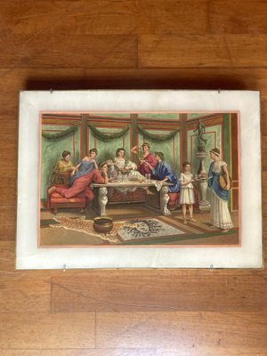 19th Century Italian Oil on Alabaster Painting Pompeian Interior Scene in Ormolu-AXE-1433412