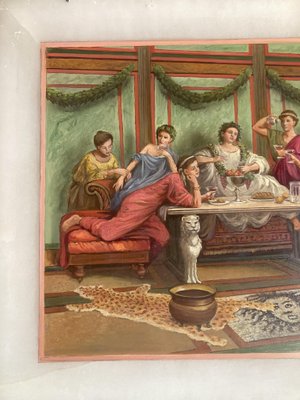 19th Century Italian Oil on Alabaster Painting Pompeian Interior Scene in Ormolu-AXE-1433412