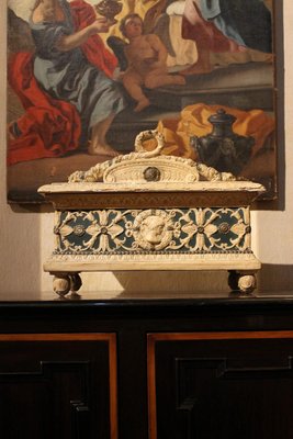 19th Century Italian Renaissance Style Wood Lacquer and Painted Gesso Lidded Box-AXE-1433468