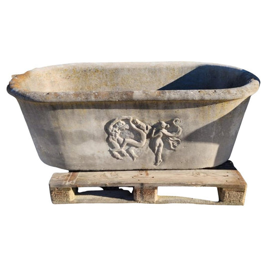 19th Century Italian Ringed Double Sided Stone Tub