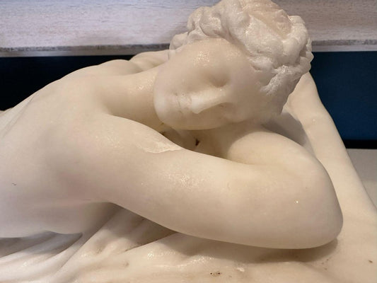 19th Century Italian School Sculpture Hermaphrodite in Carrara White Marble Group