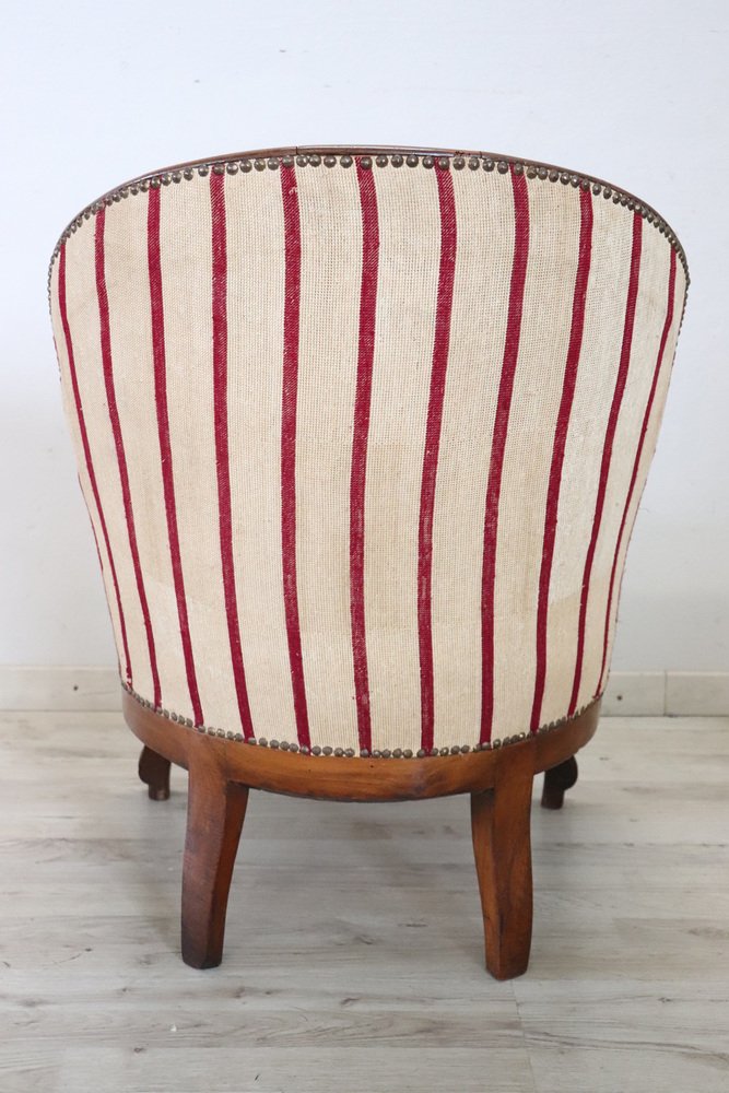 19th Century Italian Upholstered Walnut Armchair