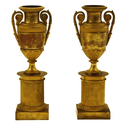 19th Century Italian Vases on Plinth, Set of 2-ZCI-751788