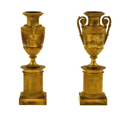 19th Century Italian Vases on Plinth, Set of 2-ZCI-751788