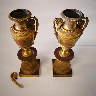 19th Century Italian Vases on Plinth, Set of 2-ZCI-751788