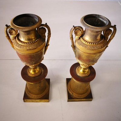 19th Century Italian Vases on Plinth, Set of 2-ZCI-751788