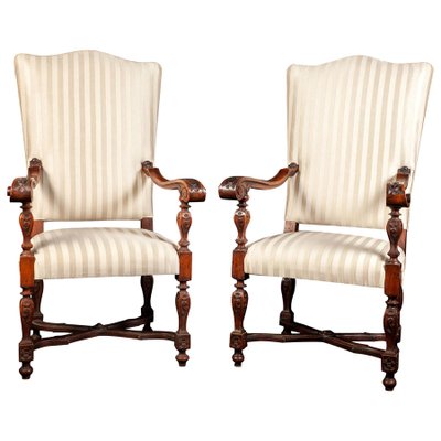 19th Century Italian Walnut Carved Armchairs, Set of 2-MBH-1031727