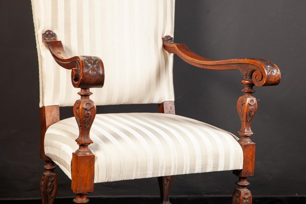 19th Century Italian Walnut Carved Armchairs, Set of 2-MBH-1031727