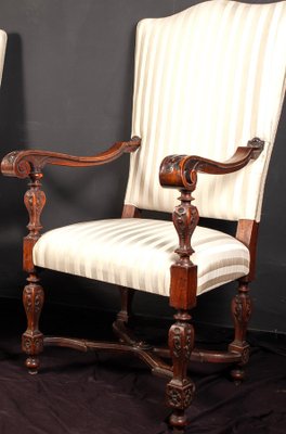 19th Century Italian Walnut Carved Armchairs, Set of 2-MBH-1031727