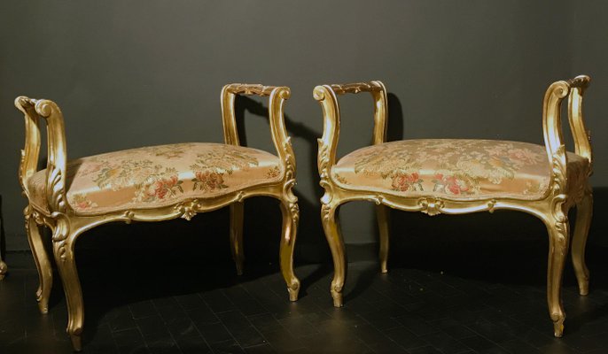 19th Century Italian Window Benches or Settees, 1880s, Set of 2-MBH-1798550