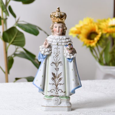 19th Century Jesus of Prague Statue in Polychrome Porcelain-SHG-2032443