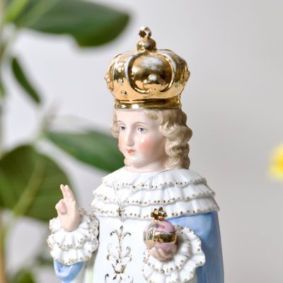 19th Century Jesus of Prague Statue in Polychrome Porcelain-SHG-2032443