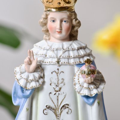 19th Century Jesus of Prague Statue in Polychrome Porcelain-SHG-2032443