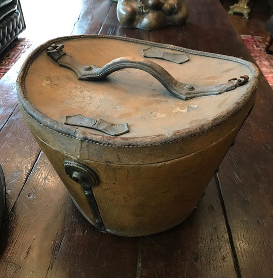 19th Century Leather Hat Box with High Hat, 1875, Set of 2