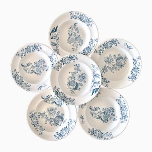 19th Century Longwy Plates Ycho Blue Iron Clay, 1885, Set of 6-SHG-2021714