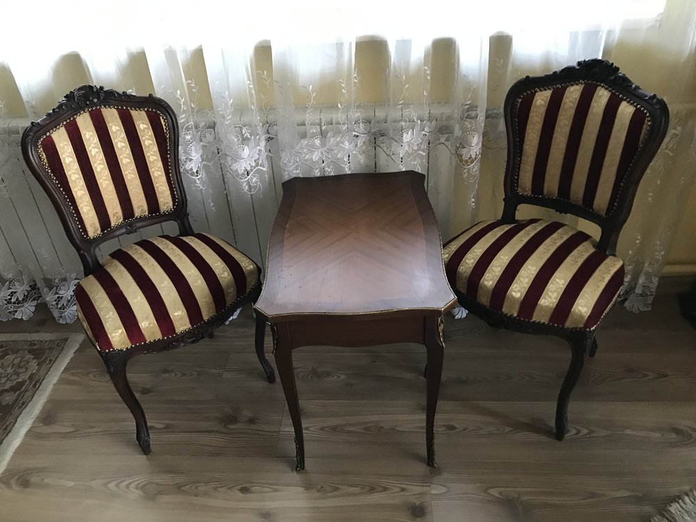 19th Century Louis Philippe Table and Chairs Set, Set of 3