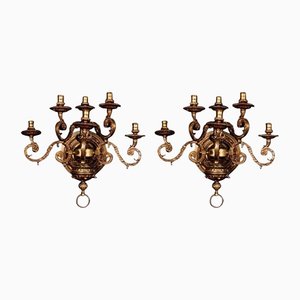 19th Century Louis XIV Style Bronze Wall Lights, Set of 2-FLW-1401847