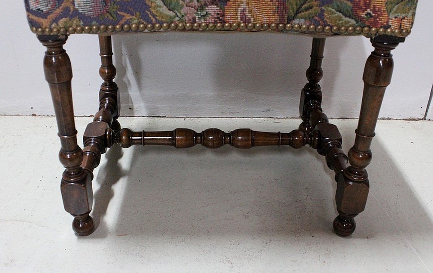 19th Century Louis XIV Tandem Walnut Stools, Set of 2