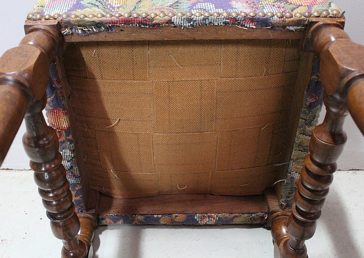 19th Century Louis XIV Tandem Walnut Stools, Set of 2