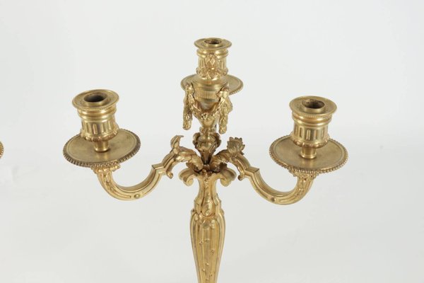 19th Century Louis XV Candelabras in Gold Gilt Bronze, Set of 2-WFS-744773