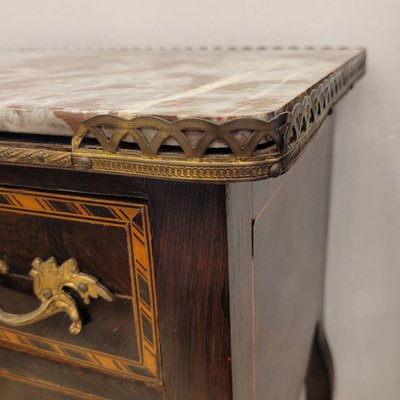 19th Century Louis XV Commode in Marquetry and Marble, France-NUC-2034866