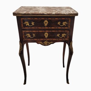 19th Century Louis XV Commode in Marquetry and Marble, France-NUC-2034866