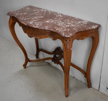 19th Century Louis XV Style Blonde Walnut Console Table-RVK-726594