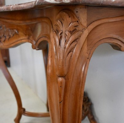 19th Century Louis XV Style Blonde Walnut Console Table-RVK-726594