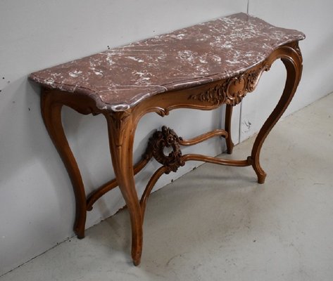 19th Century Louis XV Style Blonde Walnut Console Table-RVK-726594