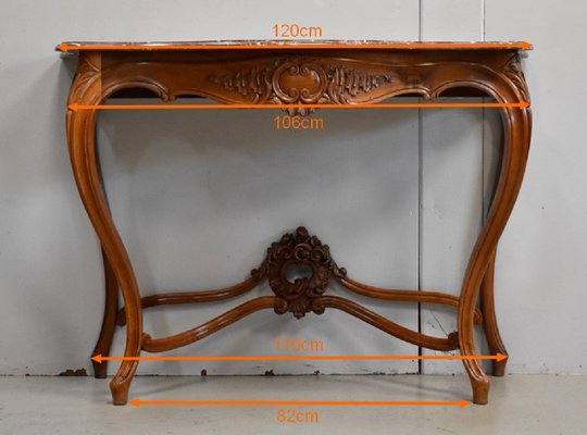 19th Century Louis XV Style Blonde Walnut Console Table-RVK-726594