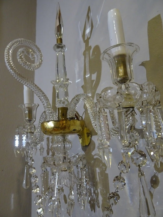 19th Century Louis XV Style French White Glass Sconces from Baccarat, Set of 2