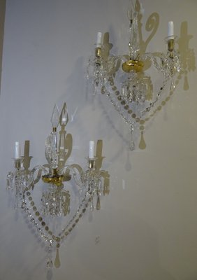 19th Century Louis XV Style French White Glass Sconces from Baccarat, Set of 2-NUC-576402