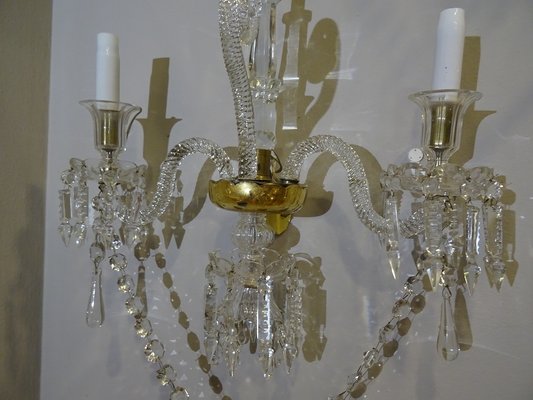 19th Century Louis XV Style French White Glass Sconces from Baccarat, Set of 2-NUC-576402