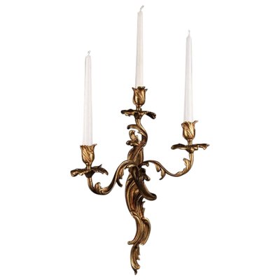 19th Century Louis XV Style Three-Lighted Luminary Wall Light, 1890s-FLW-1401793