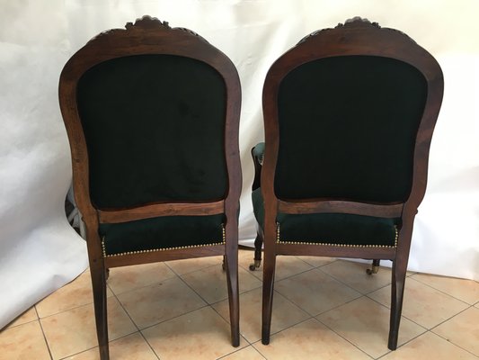 19th Century Louis XV Style Throne Seats in Walnut, Set of 2-WQQ-1030729