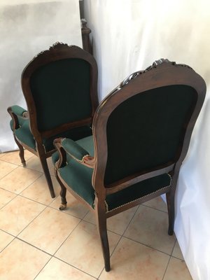 19th Century Louis XV Style Throne Seats in Walnut, Set of 2-WQQ-1030729