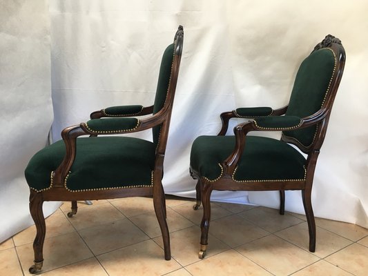 19th Century Louis XV Style Throne Seats in Walnut, Set of 2-WQQ-1030729