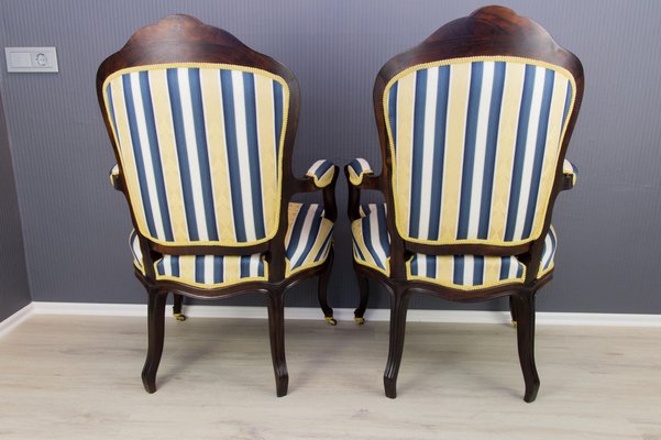 19th Century Louis XV Style Walnut and Gilt Bronze Mounted Armchairs, Set of 2-KEG-1139919