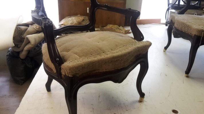 19th Century Louis XV Style Walnut and Gilt Bronze Mounted Armchairs, Set of 2-KEG-1139919