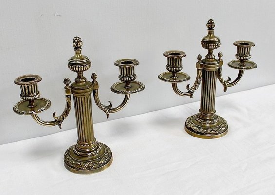 19th Century Louis XVI Bronze Candleholders, Set of 2-RVK-892540