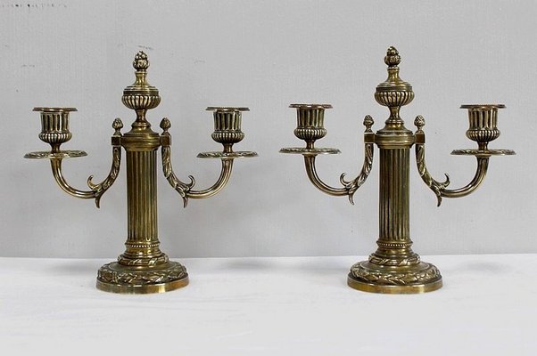 19th Century Louis XVI Bronze Candleholders, Set of 2-RVK-892540