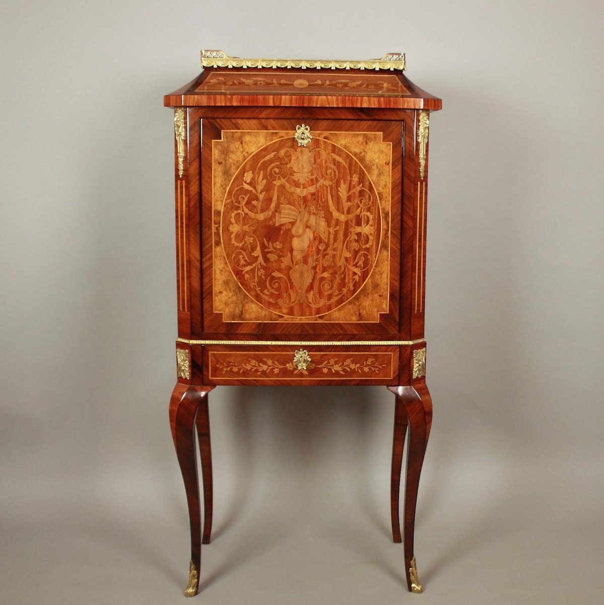 19th Century Louis XVI Floral Marquetry Writing Cabinet or Lady's Secretaire