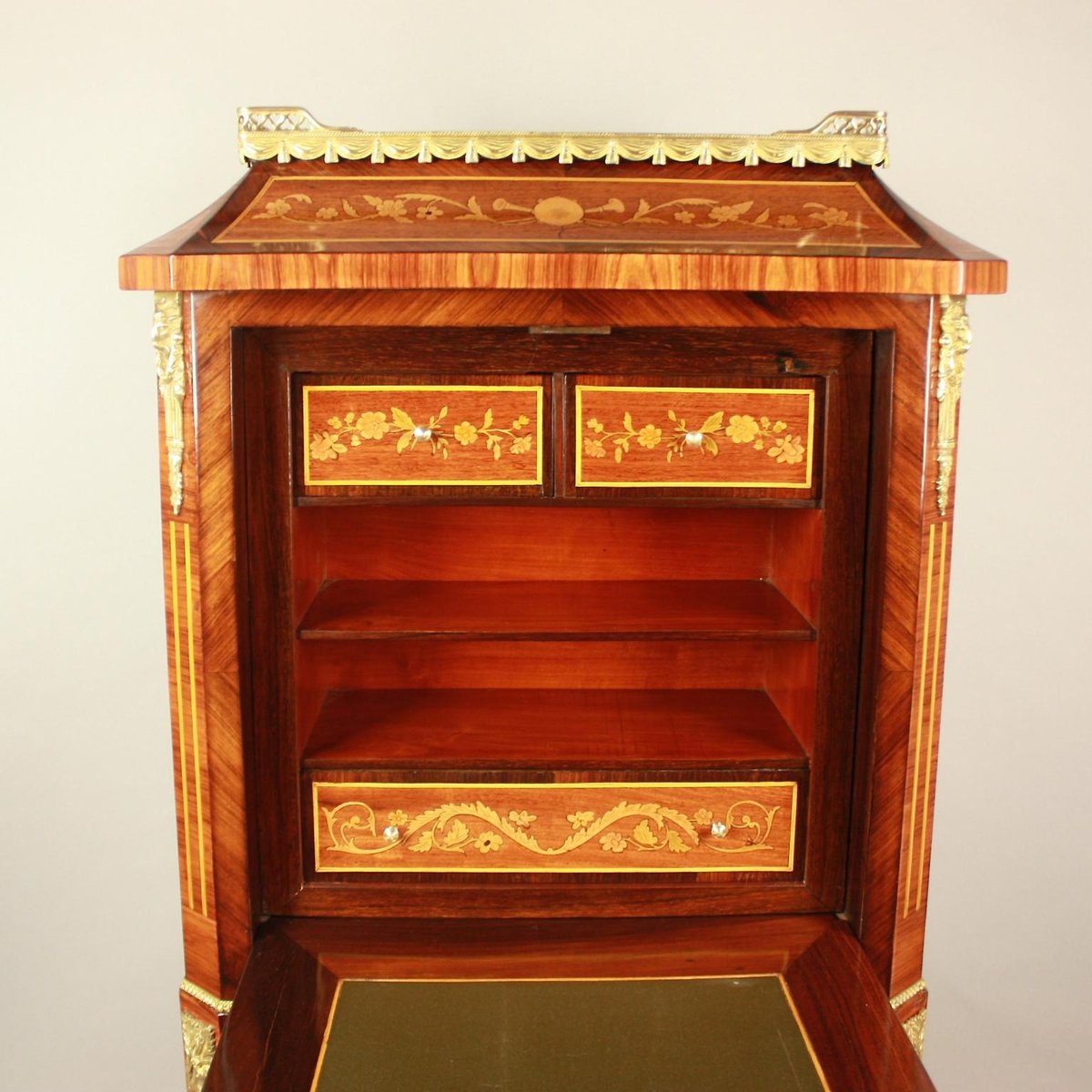 19th Century Louis XVI Floral Marquetry Writing Cabinet or Lady's Secretaire